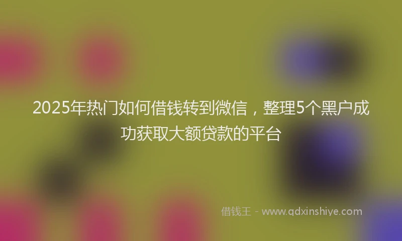 2025年热门如何借钱转到微信，整理5个黑户成功获取大额贷款的平台