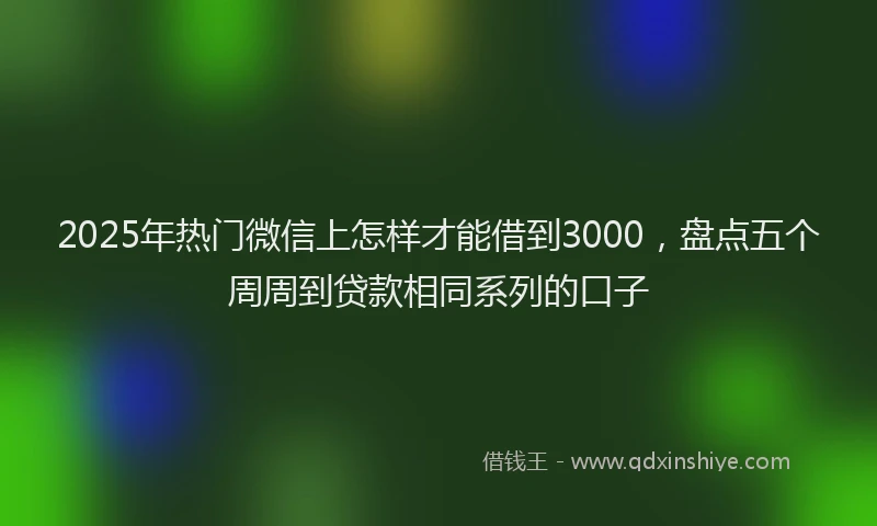 2025年热门微信上怎样才能借到3000，盘点五个周周到贷款相同系列的口子