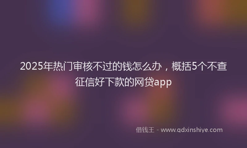 2025年热门审核不过的钱怎么办，概括5个不查征信好下款的网贷app