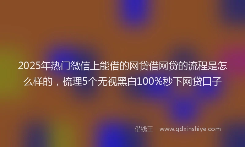 2025年热门微信上能借的网贷借网贷的流程是怎么样的，梳理5个无视黑白100%秒下网贷口子