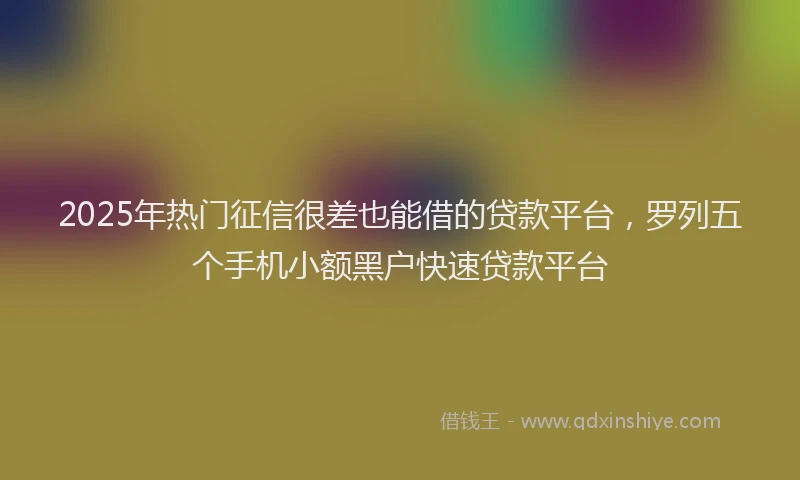 2025年热门征信很差也能借的贷款平台，罗列五个手机小额黑户快速贷款平台