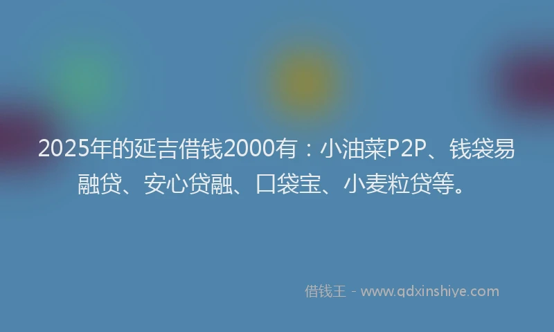 2025年的延吉借钱2000有：小油菜P2P、钱袋易融贷、安心贷融、口袋宝、小麦粒贷等。