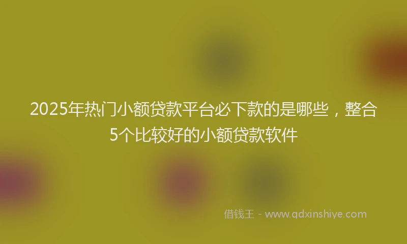 2025年热门小额贷款平台必下款的是哪些，整合5个比较好的小额贷款软件