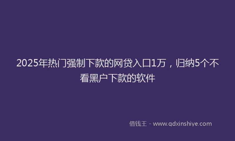 2025年热门强制下款的网贷入口1万，归纳5个不看黑户下款的软件