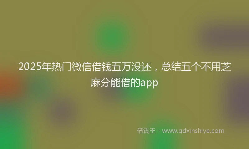 2025年热门微信借钱五万没还，总结五个不用芝麻分能借的app