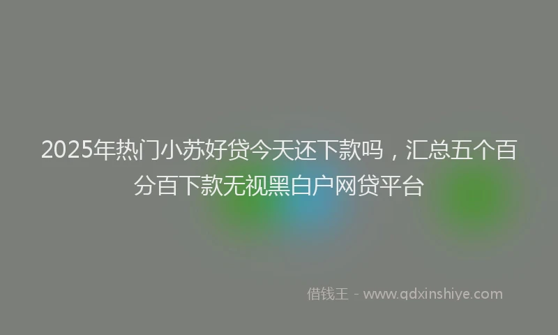 2025年热门小苏好贷今天还下款吗，汇总五个百分百下款无视黑白户网贷平台