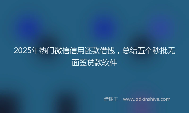2025年热门微信信用还款借钱，总结五个秒批无面签贷款软件