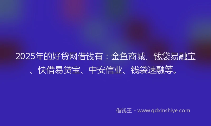 2025年的好贷网借钱有：金鱼商城、钱袋易融宝、快借易贷宝、中安信业、钱袋速融等。
