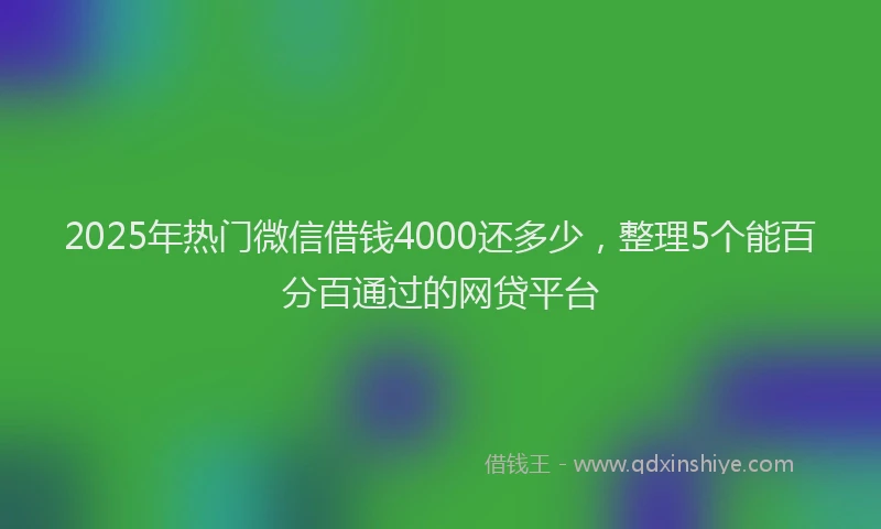 2025年热门微信借钱4000还多少，整理5个能百分百通过的网贷平台
