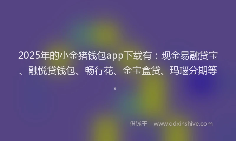 2025年的小金猪钱包app下载有：现金易融贷宝、融悦贷钱包、畅行花、金宝盒贷、玛瑙分期等。