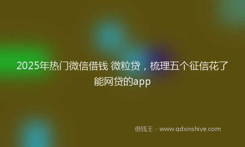 2025年热门微信借钱 微粒贷，梳理五个征信花了能网贷的app