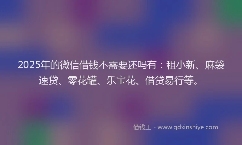 2025年的微信借钱不需要还吗有：租小新、麻袋速贷、零花罐、乐宝花、借贷易行等。