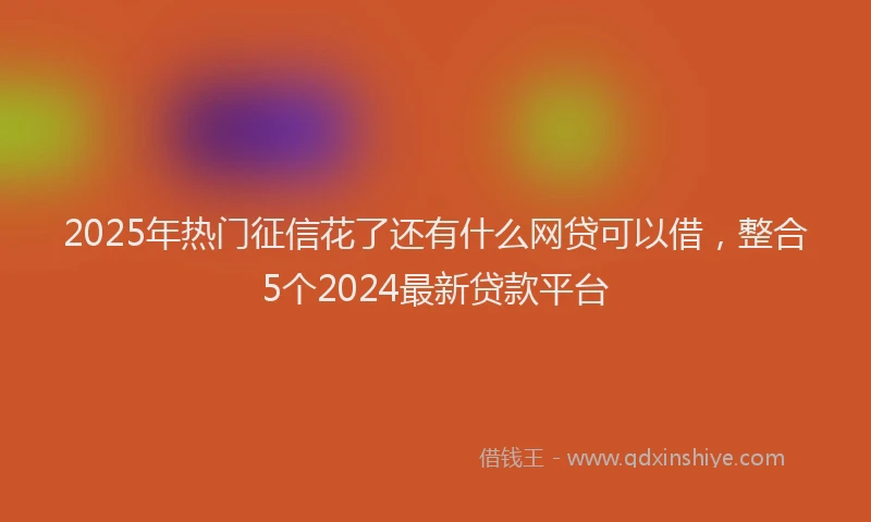 2025年热门征信花了还有什么网贷可以借，整合5个2024最新贷款平台