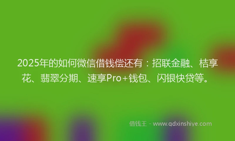 2025年的如何微信借钱偿还有：招联金融、桔享花、翡翠分期、速享Pro+钱包、闪银快贷等。