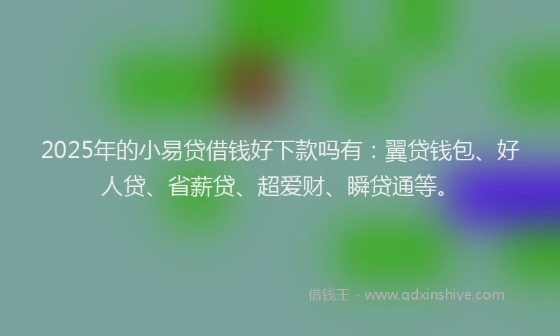 2025年的小易贷借钱好下款吗有：翼贷钱包、好人贷、省薪贷、超爱财、瞬贷通等。