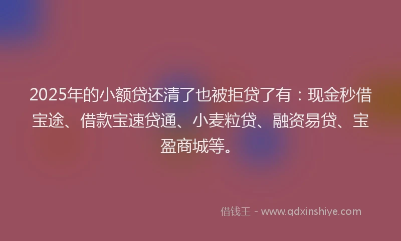 2025年的小额贷还清了也被拒贷了有：现金秒借宝途、借款宝速贷通、小麦粒贷、融资易贷、宝盈商城等。