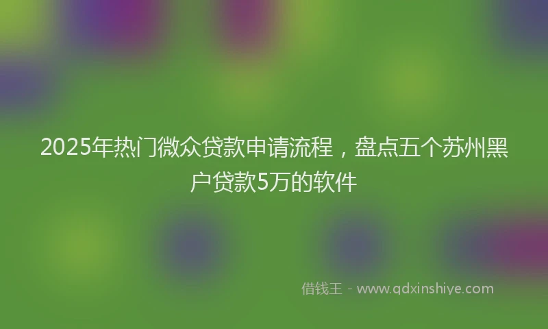 2025年热门微众贷款申请流程，盘点五个苏州黑户贷款5万的软件