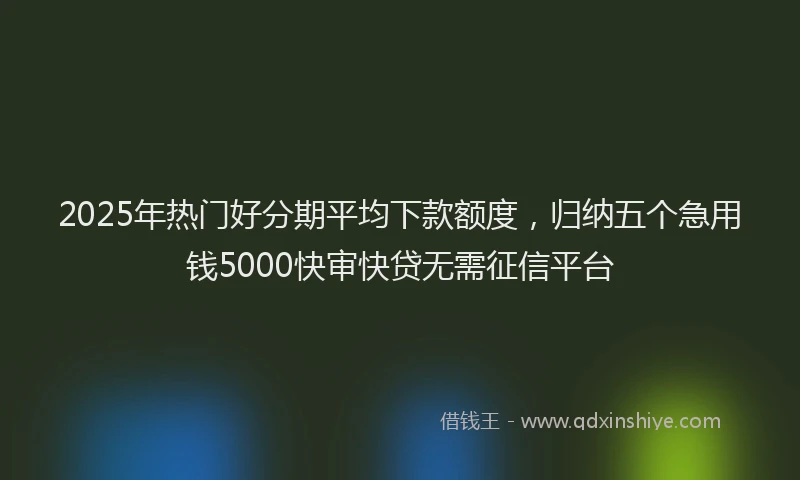 2025年热门好分期平均下款额度，归纳五个急用钱5000快审快贷无需征信平台