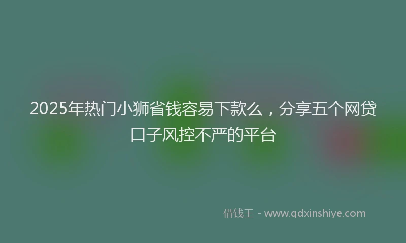 2025年热门小狮省钱容易下款么，分享五个网贷口子风控不严的平台
