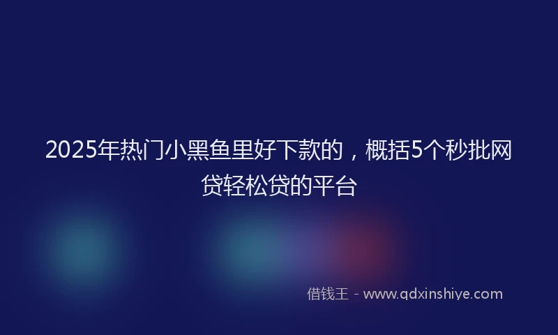 2025年热门小黑鱼里好下款的，概括5个秒批网贷轻松贷的平台