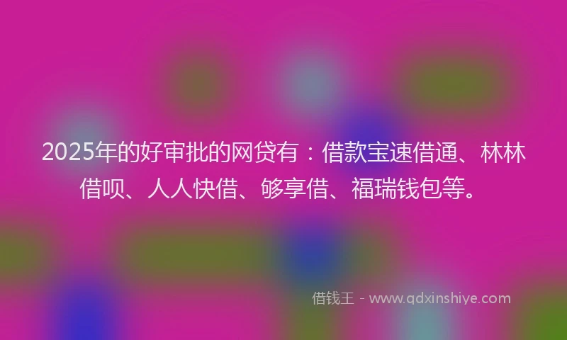 2025年的好审批的网贷有：借款宝速借通、林林借呗、人人快借、够享借、福瑞钱包等。