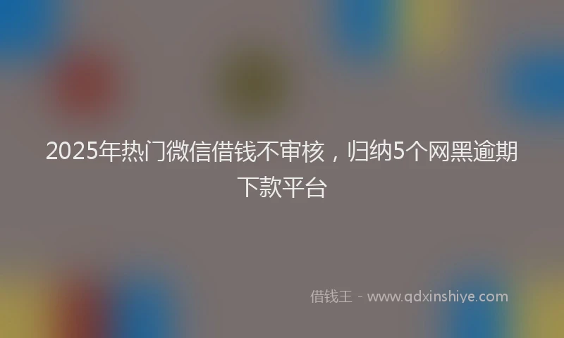 2025年热门微信借钱不审核，归纳5个网黑逾期下款平台
