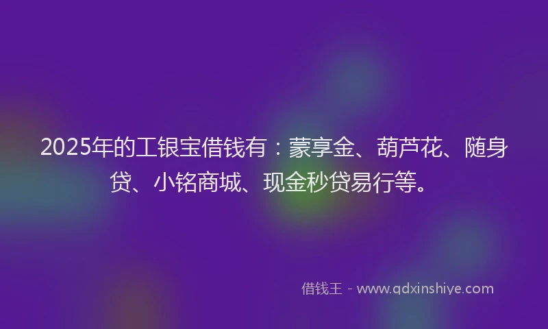 2025年的工银宝借钱有：蒙享金、葫芦花、随身贷、小铭商城、现金秒贷易行等。