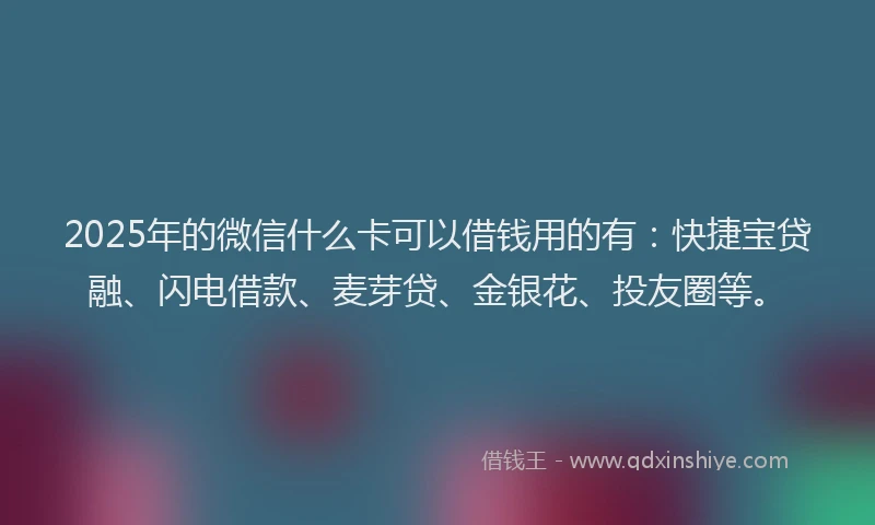 2025年的微信什么卡可以借钱用的有：快捷宝贷融、闪电借款、麦芽贷、金银花、投友圈等。