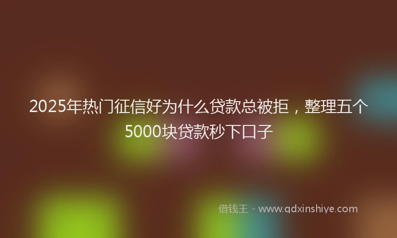 2025年热门征信好为什么贷款总被拒，整理五个5000块贷款秒下口子