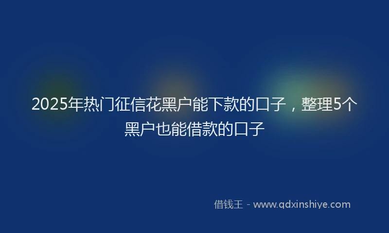2025年热门征信花黑户能下款的口子，整理5个黑户也能借款的口子