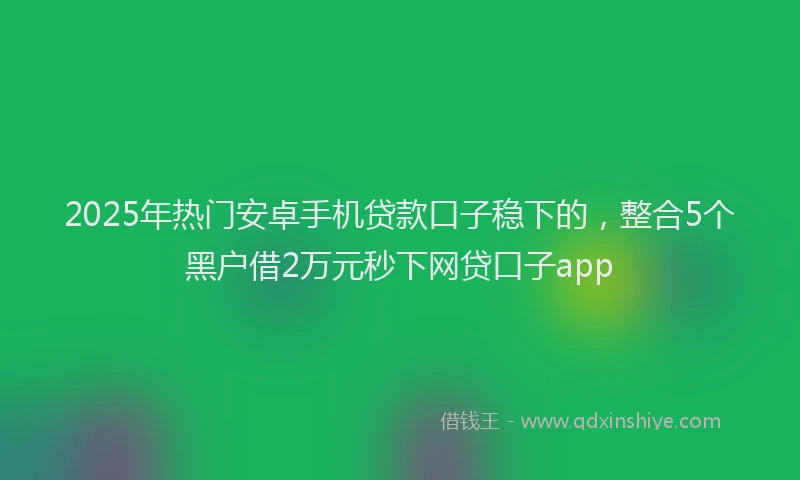 2025年热门安卓手机贷款口子稳下的，整合5个黑户借2万元秒下网贷口子app