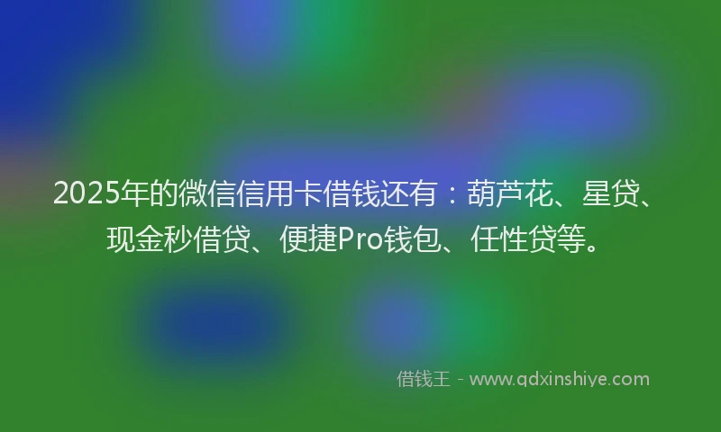 2025年的微信信用卡借钱还有：葫芦花、星贷、现金秒借贷、便捷Pro钱包、任性贷等。