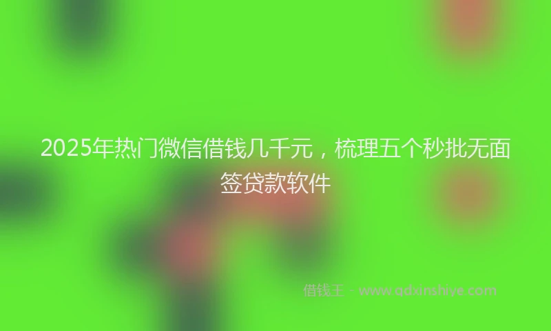 2025年热门微信借钱几千元，梳理五个秒批无面签贷款软件