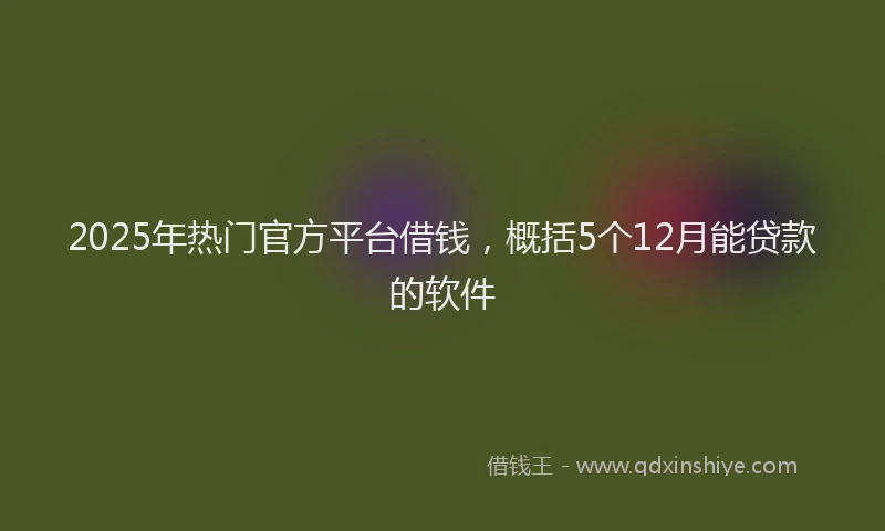 2025年热门官方平台借钱，概括5个12月能贷款的软件
