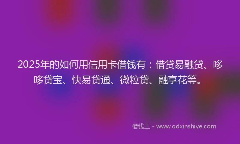 2025年的如何用信用卡借钱有：借贷易融贷、哆哆贷宝、快易贷通、微粒贷、融享花等。
