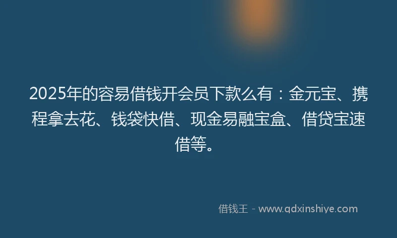 2025年的容易借钱开会员下款么有：金元宝、携程拿去花、钱袋快借、现金易融宝盒、借贷宝速借等。