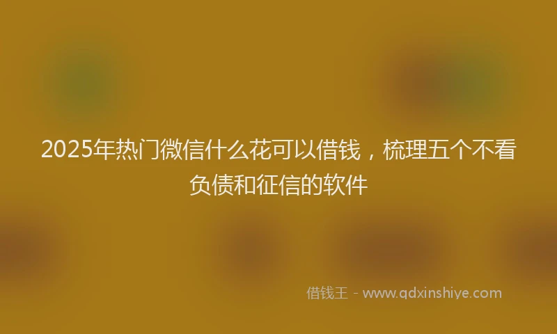 2025年热门微信什么花可以借钱，梳理五个不看负债和征信的软件