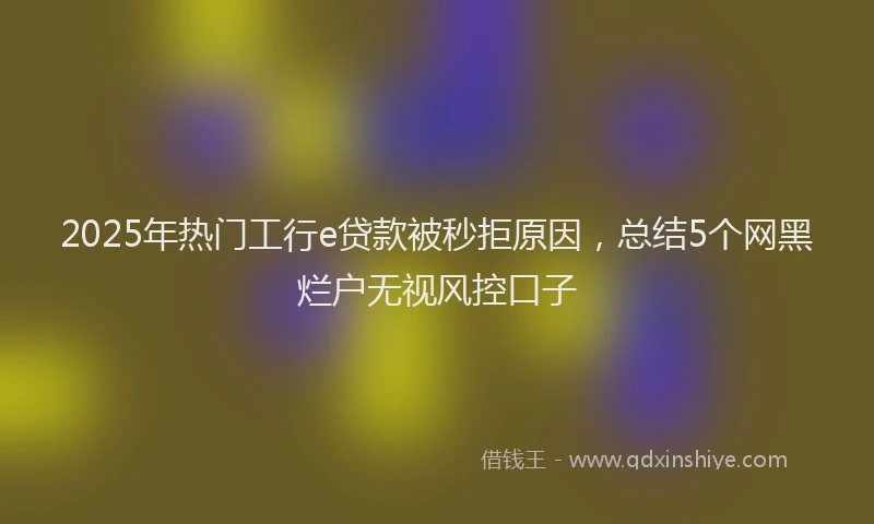 2025年热门工行e贷款被秒拒原因，总结5个网黑烂户无视风控口子