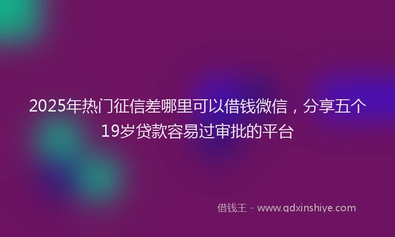 2025年热门征信差哪里可以借钱微信，分享五个19岁贷款容易过审批的平台