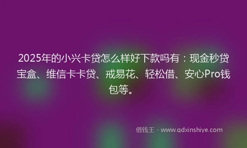 2025年的小兴卡贷怎么样好下款吗有：现金秒贷宝盒、维信卡卡贷、戒易花、轻松借、安心Pro钱包等。