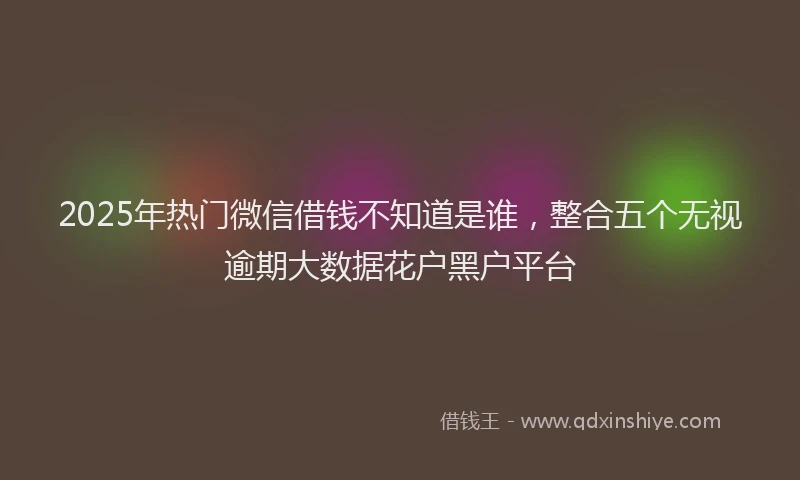 2025年热门微信借钱不知道是谁，整合五个无视逾期大数据花户黑户平台