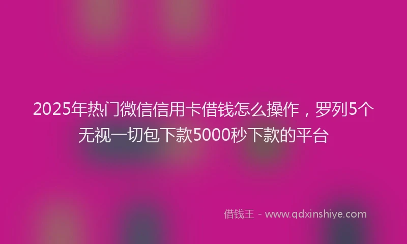 2025年热门微信信用卡借钱怎么操作，罗列5个无视一切包下款5000秒下款的平台