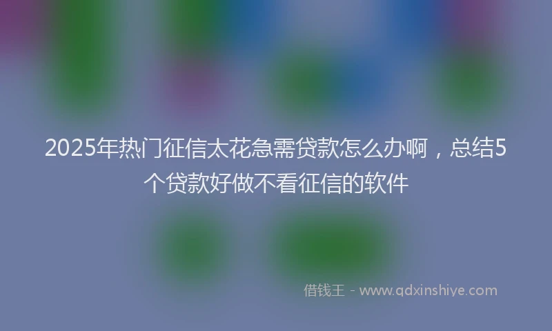 2025年热门征信太花急需贷款怎么办啊，总结5个贷款好做不看征信的软件