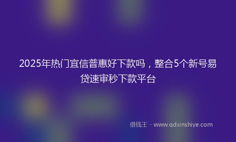 2025年热门宜信普惠好下款吗，整合5个新号易贷速审秒下款平台
