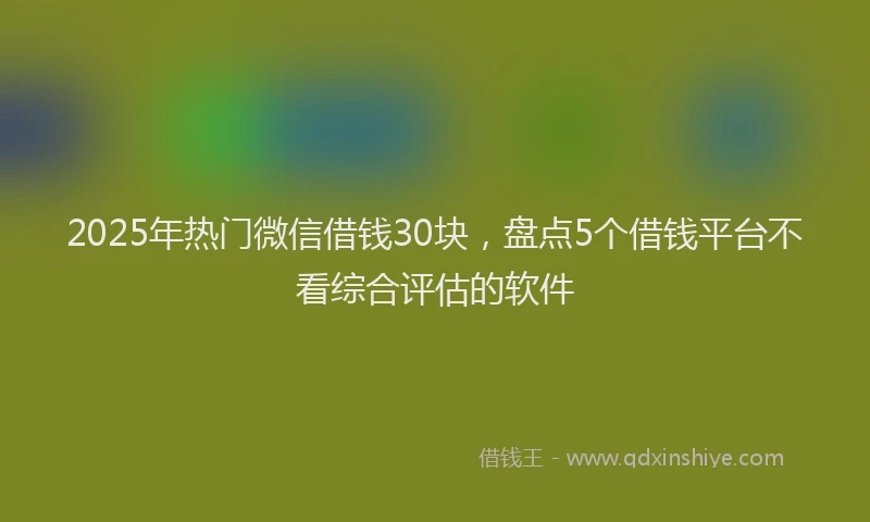 2025年热门微信借钱30块，盘点5个借钱平台不看综合评估的软件
