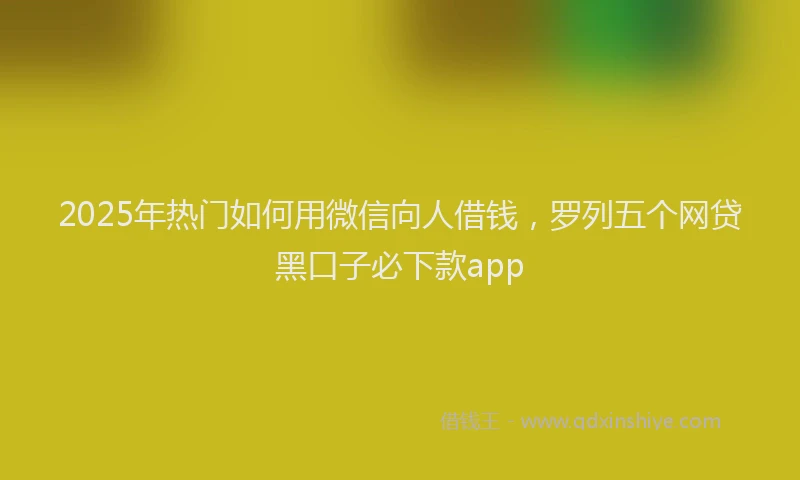 2025年热门如何用微信向人借钱，罗列五个网贷黑口子必下款app