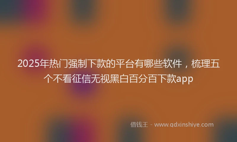 2025年热门强制下款的平台有哪些软件，梳理五个不看征信无视黑白百分百下款app