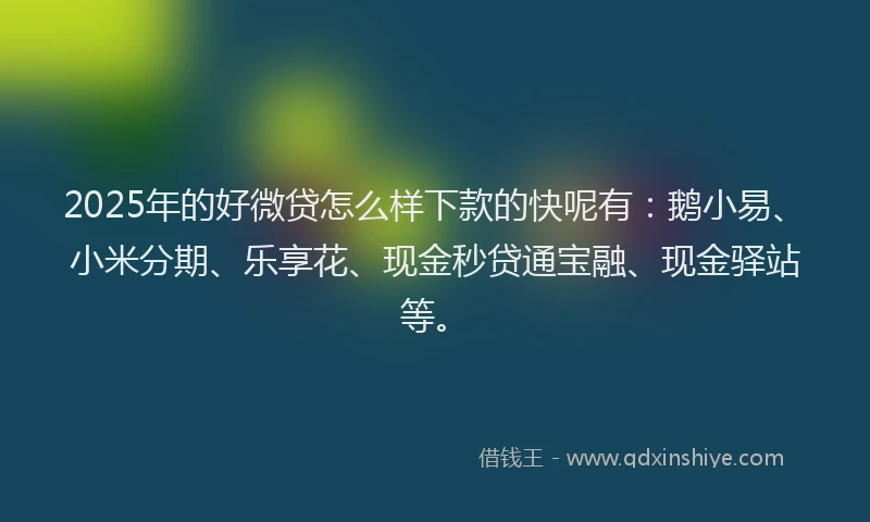 2025年的好微贷怎么样下款的快呢有：鹅小易、小米分期、乐享花、现金秒贷通宝融、现金驿站等。