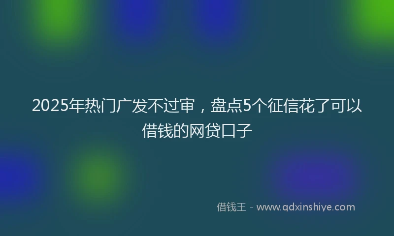 2025年热门广发不过审，盘点5个征信花了可以借钱的网贷口子