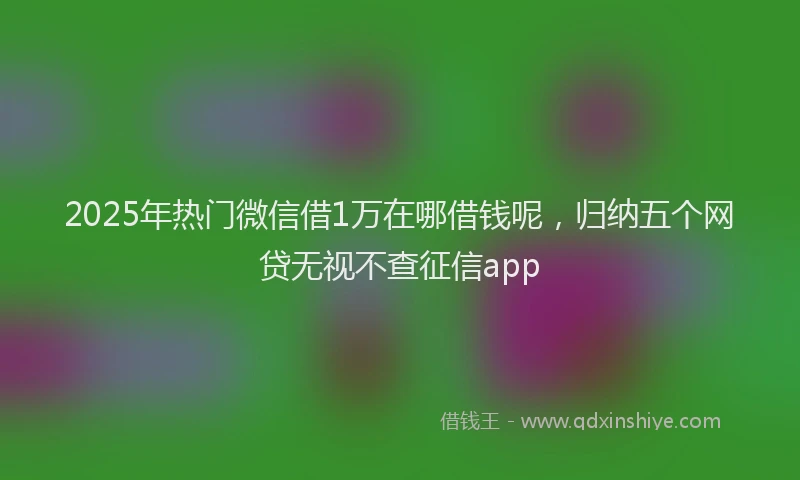 2025年热门微信借1万在哪借钱呢，归纳五个网贷无视不查征信app